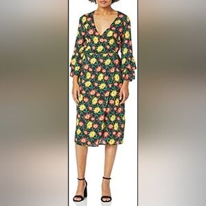 The Fifth Label Reunion Black Roselle Midi Wrap Dress, VGUC, Size L